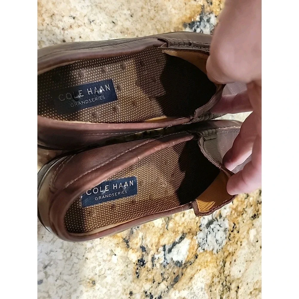 COLE HAAN Grand.OS  Soft Brown Leather Driving Slip On Loafer Mens 11.5 M.  Mint